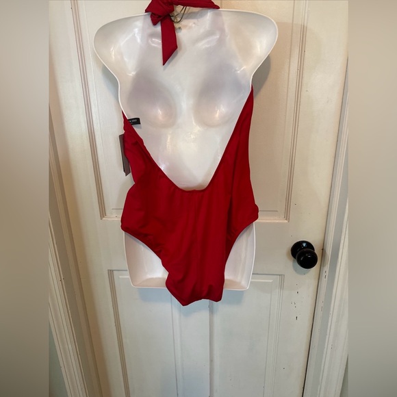 NWT Kenneth Cole Red Tummy  Toner Cut Out One Piece Swimsuit Size XL Slimming - Picture 6 of 9